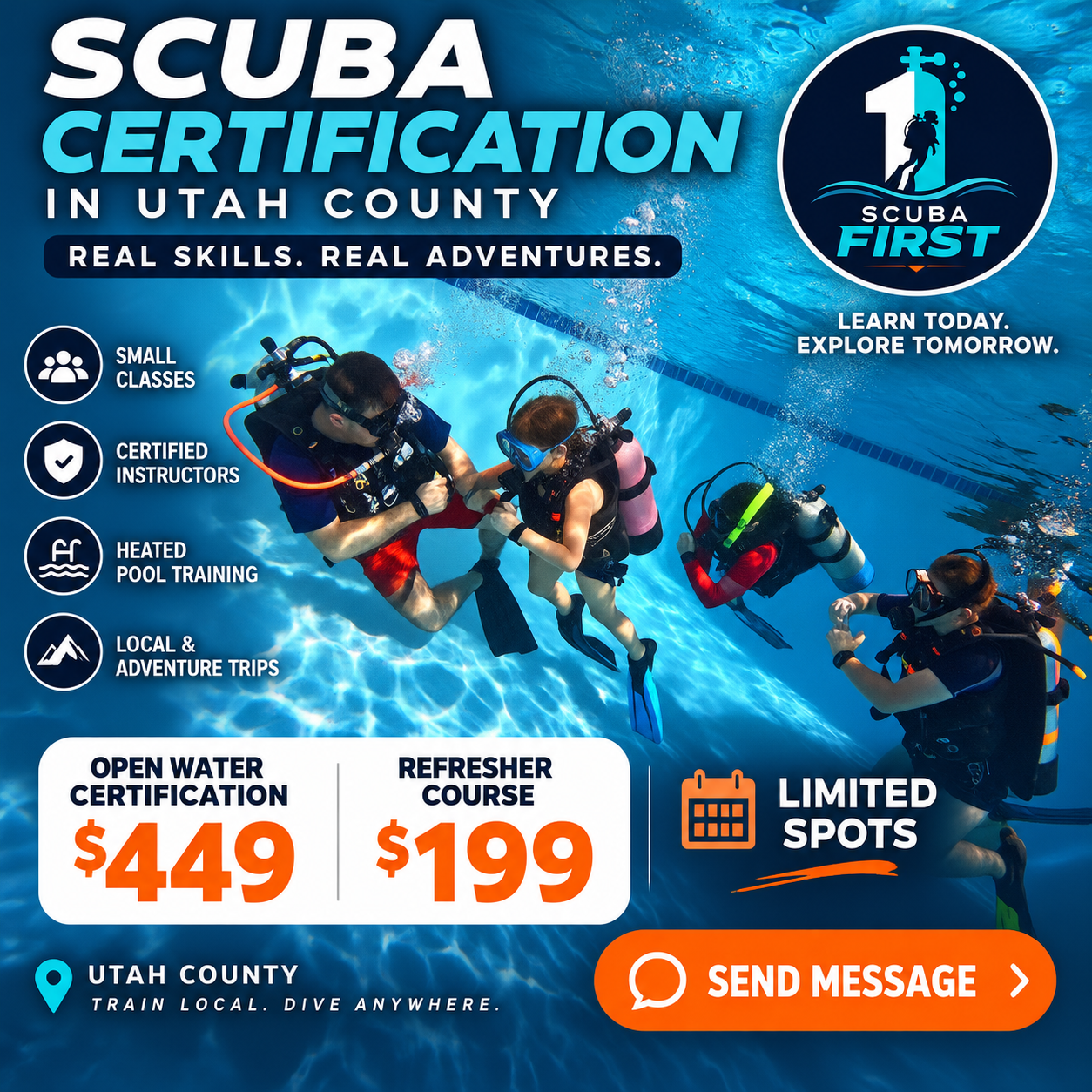 Scuba First Utah County certification promotion
